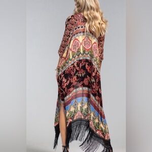 NWOT Ruggine Bohemian Multicolor Kimono with Fringe